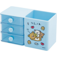 Japan San-X Chest Drawer with Pen Holder - Rilakkuma : Yuruyuru Pokapoka Warm and Cozy Blue