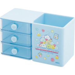 Japan San-X Chest Drawer with Pen Holder - Sumikko Gurashi : Gummy Gummy Party Blue