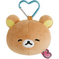 Japan San-X Plush Mirror - Rilakkuma : Yuruyuru Pokapoka Warm and Cozy Heart Carabiner - 1