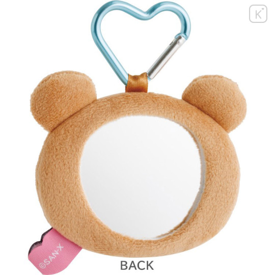 Japan San-X Plush Mirror - Rilakkuma : Yuruyuru Pokapoka Warm and Cozy Heart Carabiner - 2