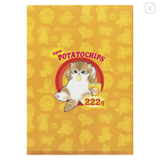 Japan Mofusand A4 Clear File - Self-indulgent Cat Late Night Snack Runs Potato Chips - 3