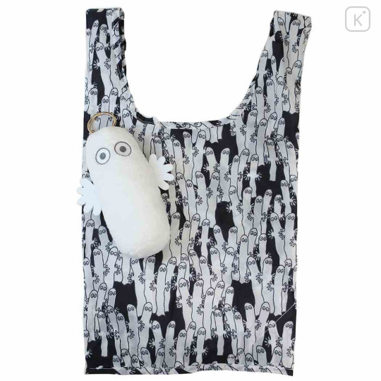 Japan Moomin Eco Shopping Bag & Mascot Plush - Hattifatteners : Black - 1