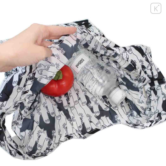 Japan Moomin Eco Shopping Bag & Mascot Plush - Hattifatteners : Black - 3