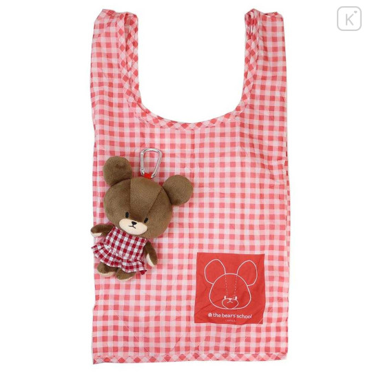 Japan The Bear's School Eco Shopping Bag & Mascot Plush - Gingham Red - 1