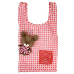 Japan The Bear's School Eco Shopping Bag & Mascot Plush - Gingham Red
