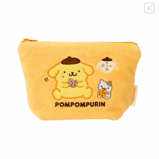 Japan Sanrio Original Small Embroidered Cosmetic Pouch with Snack - Pompompurin : Yellow - 1