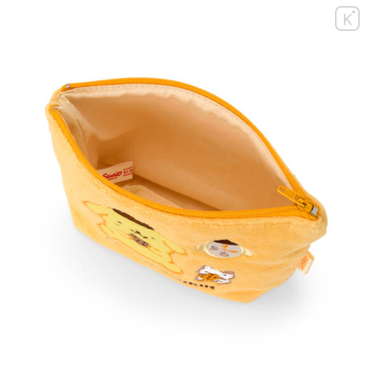 Japan Sanrio Original Small Embroidered Cosmetic Pouch with Snack - Pompompurin : Yellow - 3