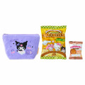 Japan Sanrio Original Small Embroidered Cosmetic Pouch with Snack - Kuromi - 2