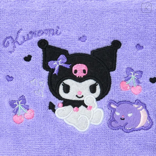 Japan Sanrio Original Small Embroidered Cosmetic Pouch with Snack - Kuromi - 5