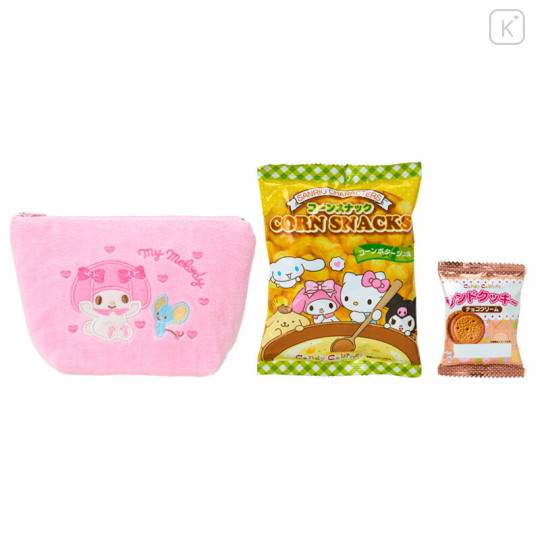 Japan Sanrio Original Small Embroidered Cosmetic Pouch with Snack - My Melody - 2