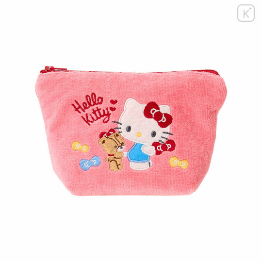Japan Sanrio Original Small Embroidered Cosmetic Pouch with Snack - Hello Kitty - 1