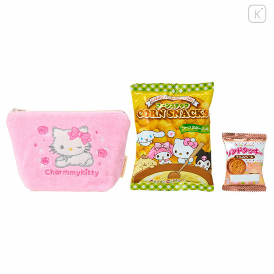 Japan Sanrio Original Small Embroidered Cosmetic Pouch with Snack - Charmmy Kitty - 2