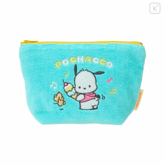 Japan Sanrio Original Small Embroidered Cosmetic Pouch with Snack - Pochacco - 1