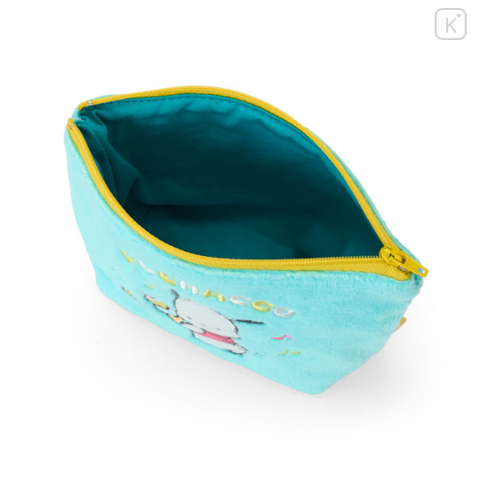 Japan Sanrio Original Small Embroidered Cosmetic Pouch with Snack - Pochacco - 3