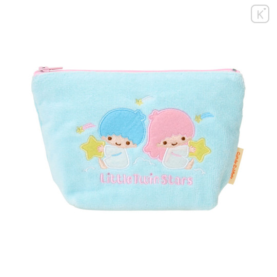 Japan Sanrio Original Small Embroidered Cosmetic Pouch with Snack - Little Twin Stars - 1