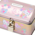 Japan Sanrio Original Tin Coin Bank with Snack - Hello Kitty & Tiny Chum : Metallic Pink - 5