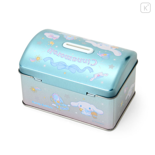 Japan Sanrio Original Tin Coin Bank with Candy - Cinnamoroll & Milk : Metallic Blue - 2