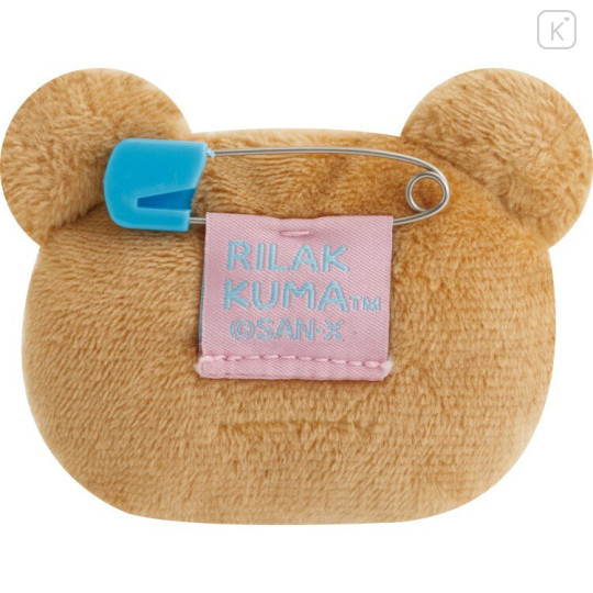 Japan San-X Plush Badge - Rilakkuma : Emoji Face Blushing Smiling - 3
