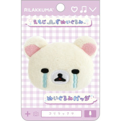 Japan San-X Plush Badge - Korilakkuma : Emoji Face Crying Tears