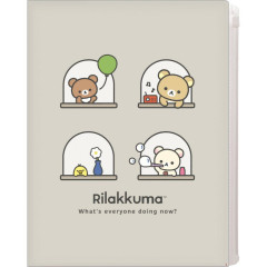 Japan San-X 6+1 Pockets A4 Clear File Holder - Rilakkuma : Basic Rilakkuma Favorite Things Grey