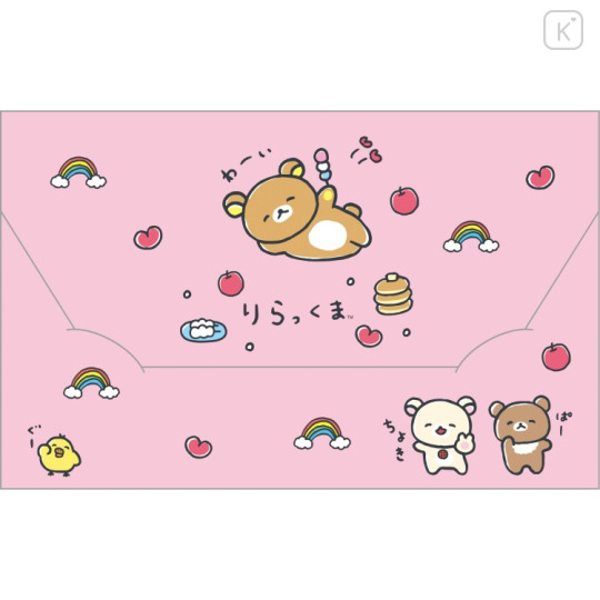 Japan San-X A5 Clear File Folder with Flap - Rilakkuma : Yuruyuru Pokapoka Warm and Cozy Pink - 1