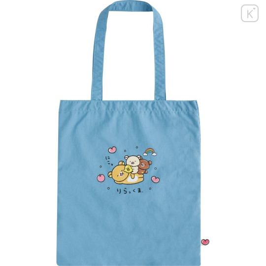 Japan San-X Tote Bag - Rilakkuma : Yuruyuru Pokapoka Warm and Cozy Hug Blue - 1