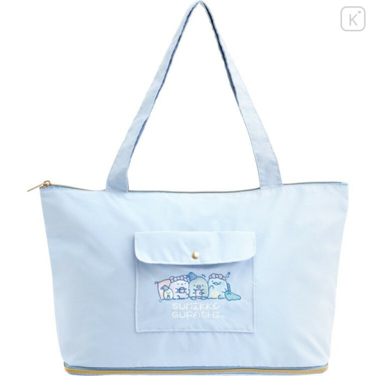 Japan San-X Carry-on Eco Shopping Tote Bag - Sumikko Gurashi : Pajama Style Blue - 1