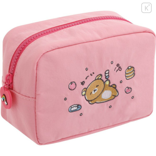 Japan San-X Square Cosmetic Pouch - Rilakkuma : Yuruyuru Pokapoka Warm and Cozy Pink - 1
