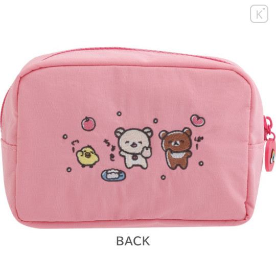 Japan San-X Square Cosmetic Pouch - Rilakkuma : Yuruyuru Pokapoka Warm and Cozy Pink - 2