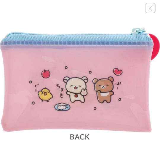 Japan San-X Clear Flat Mini Pouch - Rilakkuma : Yuruyuru Pokapoka Warm and Cozy Pink - 2