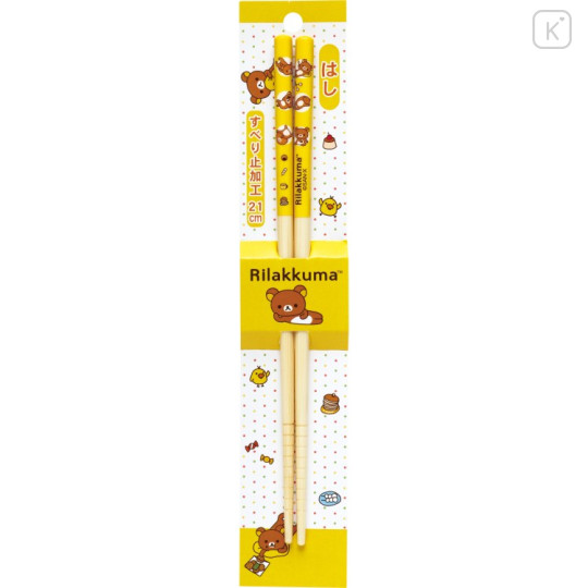 Japan San-X Bamboo Chopsticks 21cm - Rilakkuma : Relax Yellow - 1