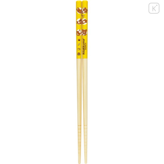 Japan San-X Bamboo Chopsticks 21cm - Rilakkuma : Relax Yellow - 2