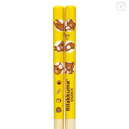 Japan San-X Bamboo Chopsticks 21cm - Rilakkuma : Relax Yellow - 3
