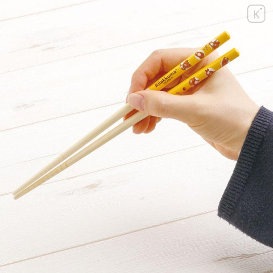 Japan San-X Bamboo Chopsticks 21cm - Rilakkuma : Relax Yellow - 5