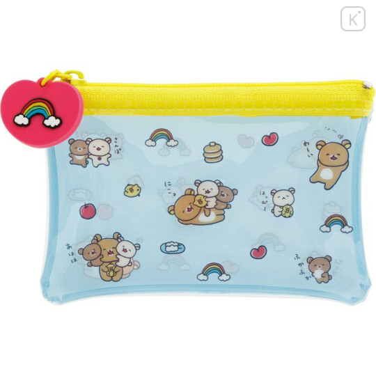 Japan San-X Clear Flat Mini Pouch - Rilakkuma : Yuruyuru Pokapoka Warm and Cozy Blue - 1