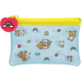 Japan San-X Clear Flat Mini Pouch - Rilakkuma : Yuruyuru Pokapoka Warm and Cozy Blue - 1