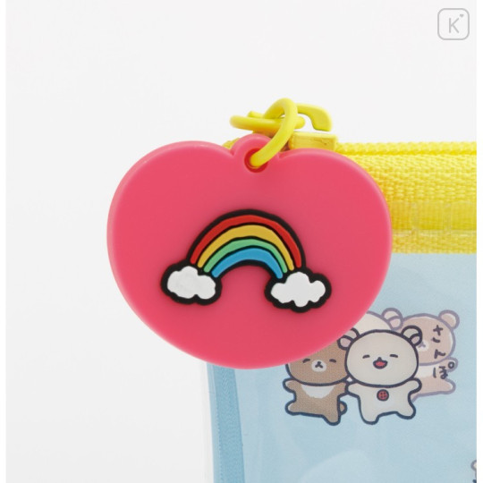 Japan San-X Clear Flat Mini Pouch - Rilakkuma : Yuruyuru Pokapoka Warm and Cozy Blue - 3
