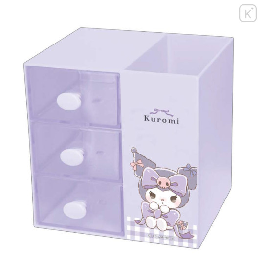 Japan Sanrio Chest Drawer with Pen Holder - Kuromi : Ribbon Purple - 1