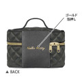 Japan Sanrio Pen Pouch Pencil Case - Hello Kitty : Gal Ribbon Quilted Vanity Style Black - 2
