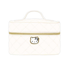 Japan Sanrio Pen Pouch Pencil Case - Hello Kitty : Gal Ribbon Quilted Vanity Style White