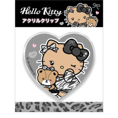 Japan Sanrio Acrylic Clip - Hello Kitty & Tiny Chum : Gal Black Heart