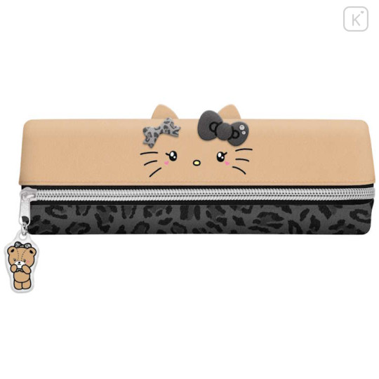 Japan Sanrio Double Layer Pen Pouch - Hello Kitty & Tiny Chum : Gal Black - 1