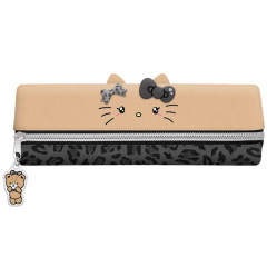 Japan Sanrio Double Layer Pen Pouch - Hello Kitty & Tiny Chum : Gal Black