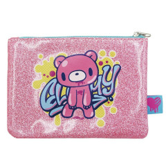 Japan Gloomy Bear Clear Flat Mini Pouch - Glitter Pink