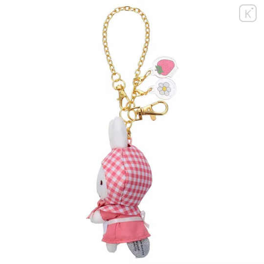 Japan Miffy Mascot Holder Bag Charm - Miffy : Gingham Riding Hood Strawberry Flower - 3