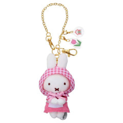Japan Miffy Mascot Holder Bag Charm - Miffy : Gingham Riding Hood Flower Tulip