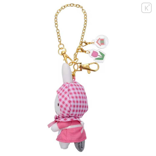 Japan Miffy Mascot Holder Bag Charm - Miffy : Gingham Riding Hood Flower Tulip - 3