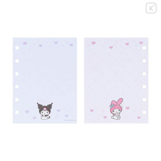 Japan Sanrio 6 Hole Sticker Binder - Kuromi & My Melody - 6