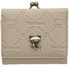 Japan San-X Clasp Trifold Wallet - Rilakkuma : Embossed Beige