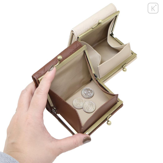 Japan San-X Clasp Trifold Wallet - Rilakkuma : Embossed Beige - 4